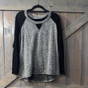 Maurices Heather Gray and Black Lace Top